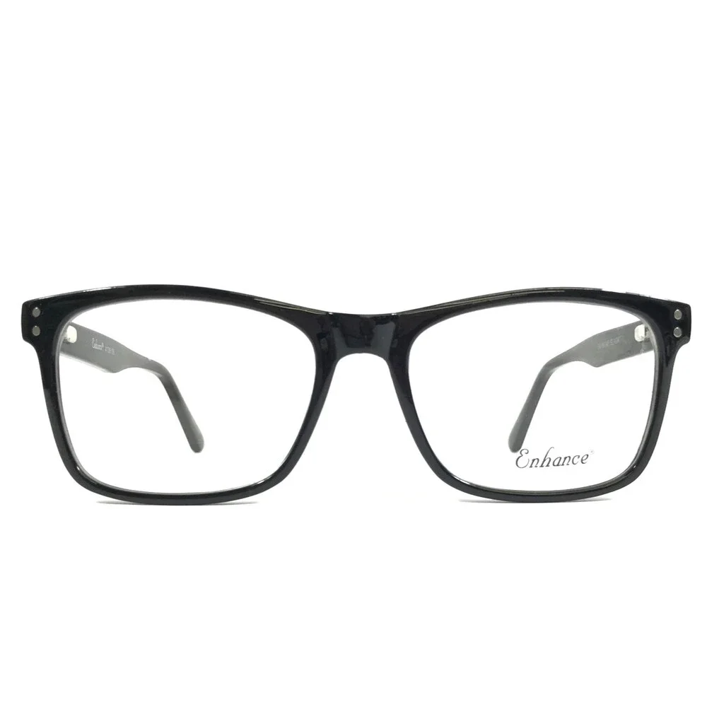 Enhance Eyeglasses Frames 4139 BLACK Polished Rectangle Full Rim 54-18-145